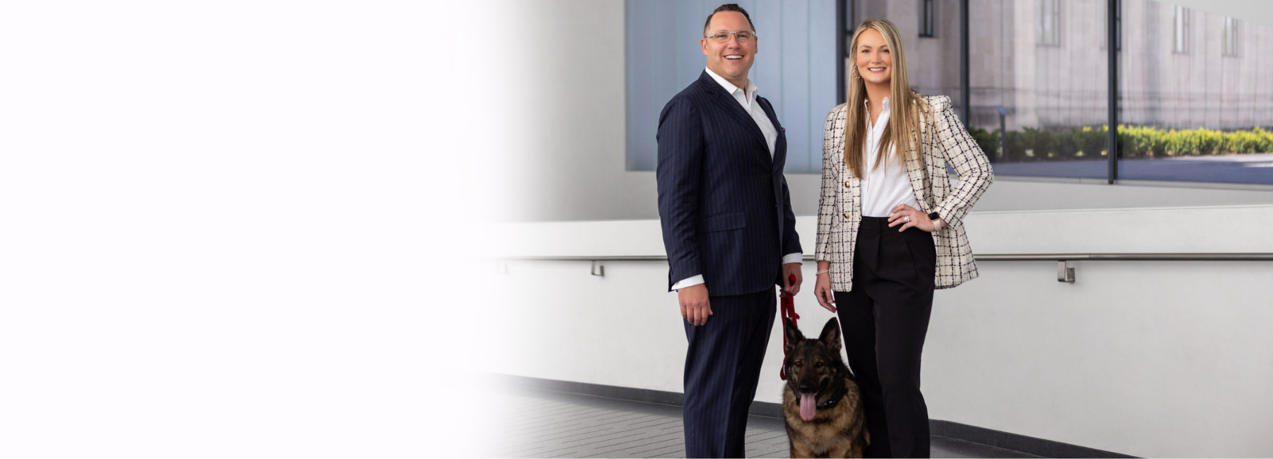 Gregory Watt and Ali Young with K9 drug dog Coco